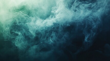 Poster - Ethereal turquoise smoke cloud rising against a dark and mysterious backdrop