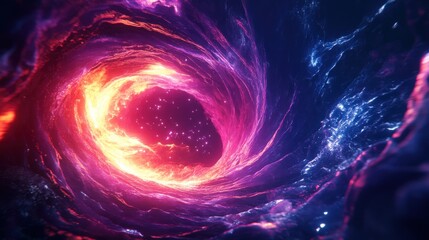 Poster - Dramatic cosmic portal, abstract nebula formation with vibrant energy colors