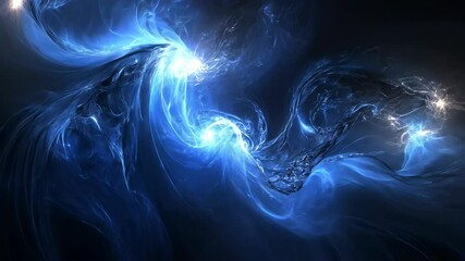 Poster - Mystical blue swirls create a captivating visual effect in a dark cosmic background