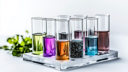 Poster - Colorful chemical experiment laboratory photography scientific environment close-up view education and discovery