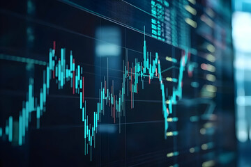 Poster - Stock market data displayed on screen, office background