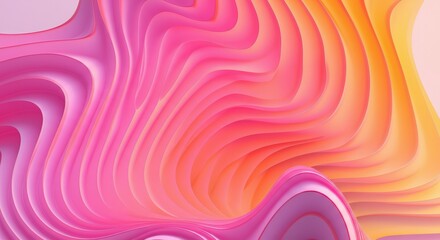 Poster - Abstract waves of pink and orange creating a vibrant, flowing design