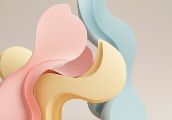 Fototapete - Abstract pastel shapes creating a modern and artistic composition