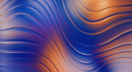 Aufkleber - Abstract waves in vibrant blue and orange tones create a dynamic visual effect