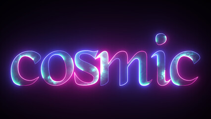 Poster - Glowing neon lightning flash text 