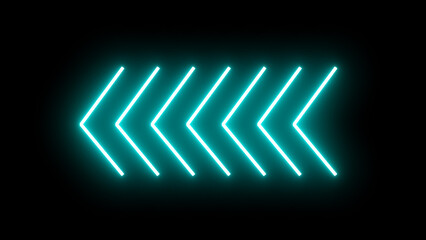 Poster - Glowing neon arrows fade in and fade out motion graphic, Right to left arrows blinking in a loop swipe left button