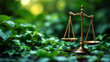 © zobtun - scales of justice on green background