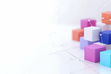 Fototapete - Pastel Cubes on White Background Abstract Geometric Shapes Pattern Art
