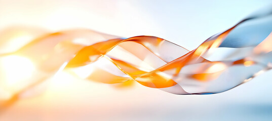 Fototapete - Swirling Golden Ribbon Abstract with Dynamic Curves on Light Background