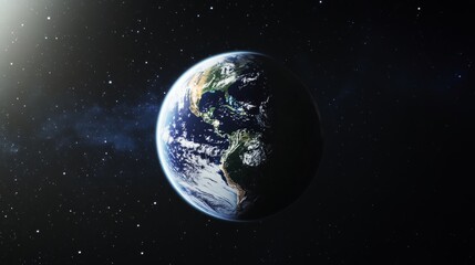 Wall Mural - breathtaking realistic image of earth in space, half shrouded in darkness, half bathed in daylight