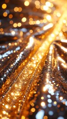 Poster - Glimmering Gold and Silver Sequins Creating a Sparkling Abstract Background with Blurred Glints of Light for Artistic Design and Fashion Projects