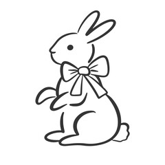 Wall Mural - hand drawn bunny. whimsical rabbit line art sketch