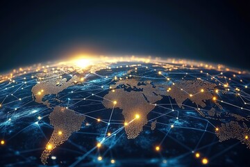 Aufkleber - Global connectivity, seamless currency exchange and cross border money transfers visualized through network, Global Network Financial connectivity