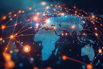 Aufkleber - Financial Global connectivity, seamless currency exchange and cross border money transfers visualized through network, Global Financial connectivity