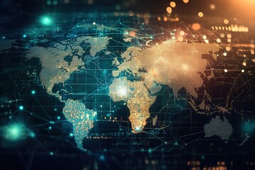 Aufkleber - Financial Global connectivity, seamless currency exchange and cross border money transfers visualized through network, Global Financial connectivity