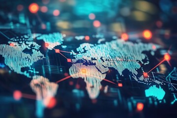 Poster - Global connectivity, seamless currency exchange and cross border money transfers visualized through network, Global Network Financial connectivity