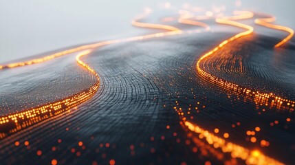 Aufkleber - Abstract Glowing Pathways on a Dark Textured Surface