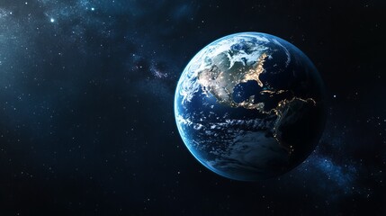 Wall Mural - breathtaking realistic image of earth in space half in darkness, half in vibrant daylight