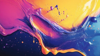 Poster - Generative AI illustration of bright abstract background with splashes of colorful paint on gradient surface illustration
