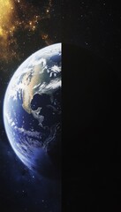 Wall Mural - stunning photorealistic image of earth in space, showcasing the contrast of daylight and darkness