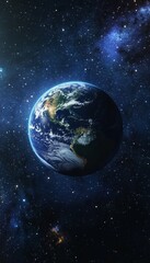 Wall Mural - stunning realistic image of earth in space daylight and darkness contrast among the stars