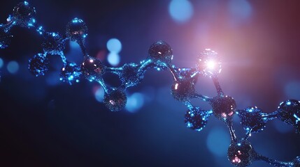 Aufkleber - Molecular Structure of DNA Helix with Blue Light Science Background, 32k Image