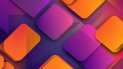 Poster - abstract geometric background featuring overlapping purple, orange, and pink rectangular shapes with
