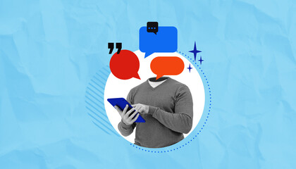 Poster - Digital communication concept with speech bubbles.