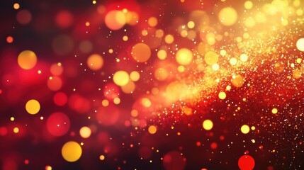 Wall Mural - red christmas abstract background. glowing background with golden dust, sparkles, shimmer, particles
