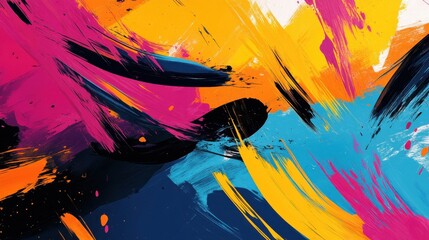 Poster - abstract art with bold strokes and vibrant colors illustration