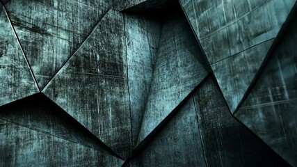 Poster - Abstract textured wall design with geometric patterns and cool tones in an industrial setting