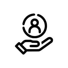 Poster - User icon above the palm, in monochrome design 
