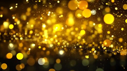 Poster - Golden bokeh lights create a shimmering effect at a festive event during evening hours