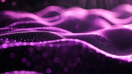 Poster - Abstract purple waves with sparkling details creating a vibrant and dynamic visual experience in a dark background setting