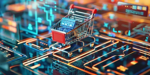 Poster - Online shopping concept with mobile technology
