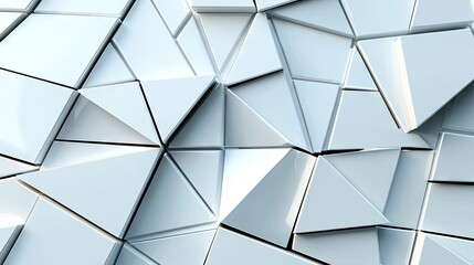 Leinwandbilder - A modern white abstract background with intersecting triangles, glossy geometric shapes, and a subtle 3D texture. Tech-inspired web and flyer design.