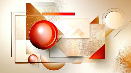 Poster - abstract orange background with a combination of layered geometric shapes, glossy textures, and a sl