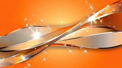 Poster - abstract orange background with a combination of layered geometric shapes, glossy textures, and a sl