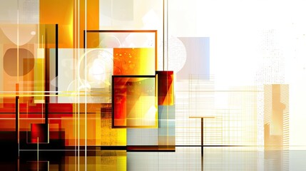 Poster - Abstract yellow background featuring dynamic geometric shapes, glossy elements, and a high-tech texture. Ideal for modern designs.