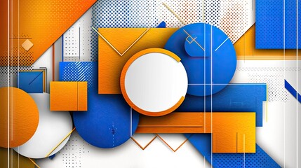 Poster - Bold and vibrant blue-orange color scheme with geometric patterns and lines.