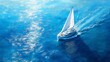 © imlane - Stock photo, drone view, boat sailing swiftly on the blue, calm sea leaving a foamy trail, clear sunny weather, realistic photo, exhibition winner
