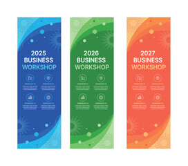 Wall Mural - set of business banner design templates in modern, geometry, abstract shape pattern style for school
