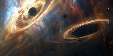 Poster - Delve into the mysteries of the universe with black holes, enigmatic cosmic objects whose gravitational pull is so strong that nothing, not even light, can escape