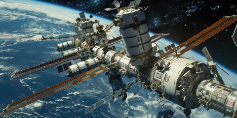 Poster - Explore the wonders of space living with space stations, orbital habitats where astronauts live and work in the zero-gravity environment of space