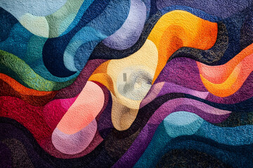 Fototapete - Abstract artistic representation of colorful swirling and flowing shapes