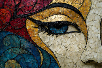 Fototapete - A Close Up Of An Eye From A Colorful Portrait