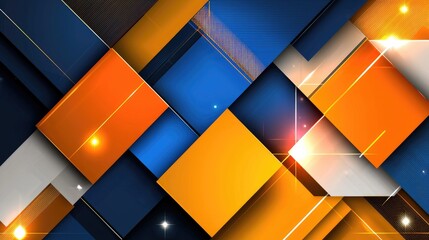 Leinwandbilder - High-energy background with vibrant orange and deep blue overlapping geometric shapes.