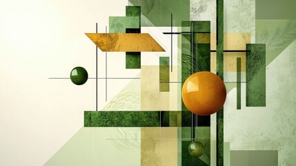Leinwandbilder - High-tech green abstract background with sharp geometric shapes, glossy accents, and a modern layered texture.