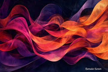 Fototapete - Abstract composition of vibrant flowing ribbons in various colors