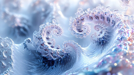 Fototapete - Artistic rendering of frosty waves with intricate delicate details